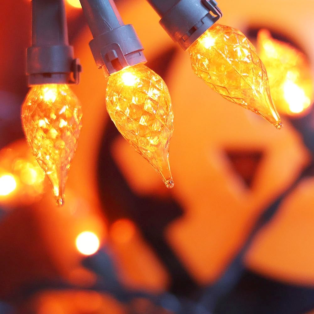 Orange Halloween Lights 70 LED C5 Christmas Lights for Indoor and Outdoor use, Plug -in String Lights for Thanksgiving Yard Xmas Tree Carnival Halloween Decor