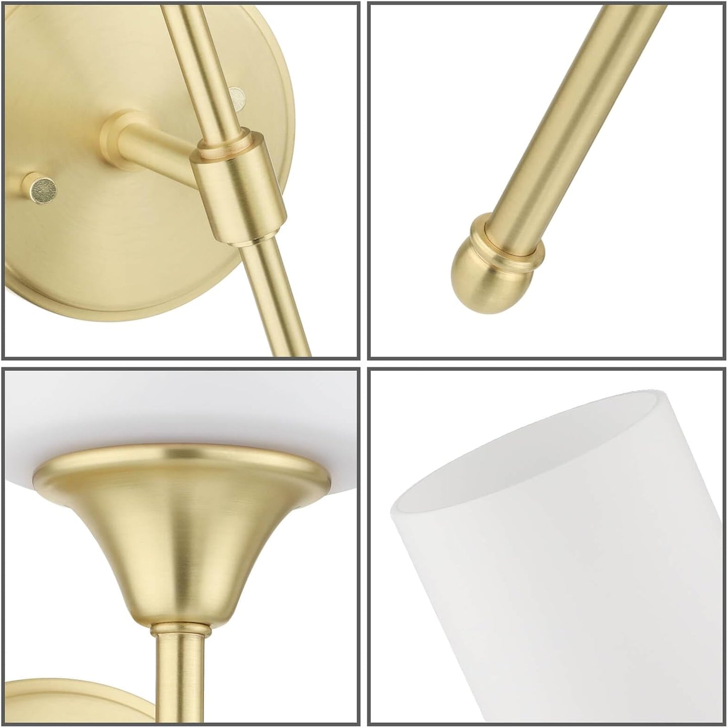 XiNBEi Lighting Wall Sconce, Bathroom Vanity Light with Glass, Classic Wall Fixture Satin Brass Finish for Bathroom XB-W1216-SB