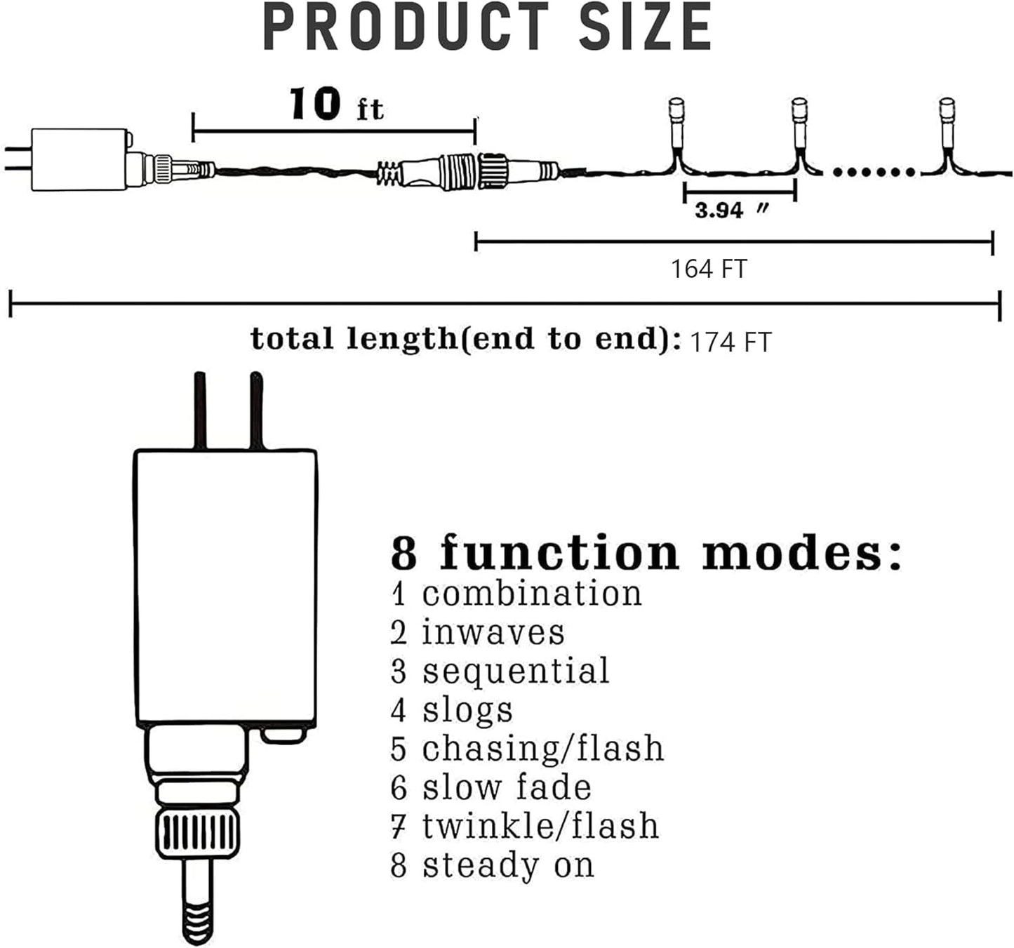 Dazzle Bright 164 FT 500 LED Christmas String Lights, Waterproof Green Wire String Lights with 8 Modes, Outdoor Christmas Decorations for Indoor Garden Party Yard Decor (Multi-Colored)