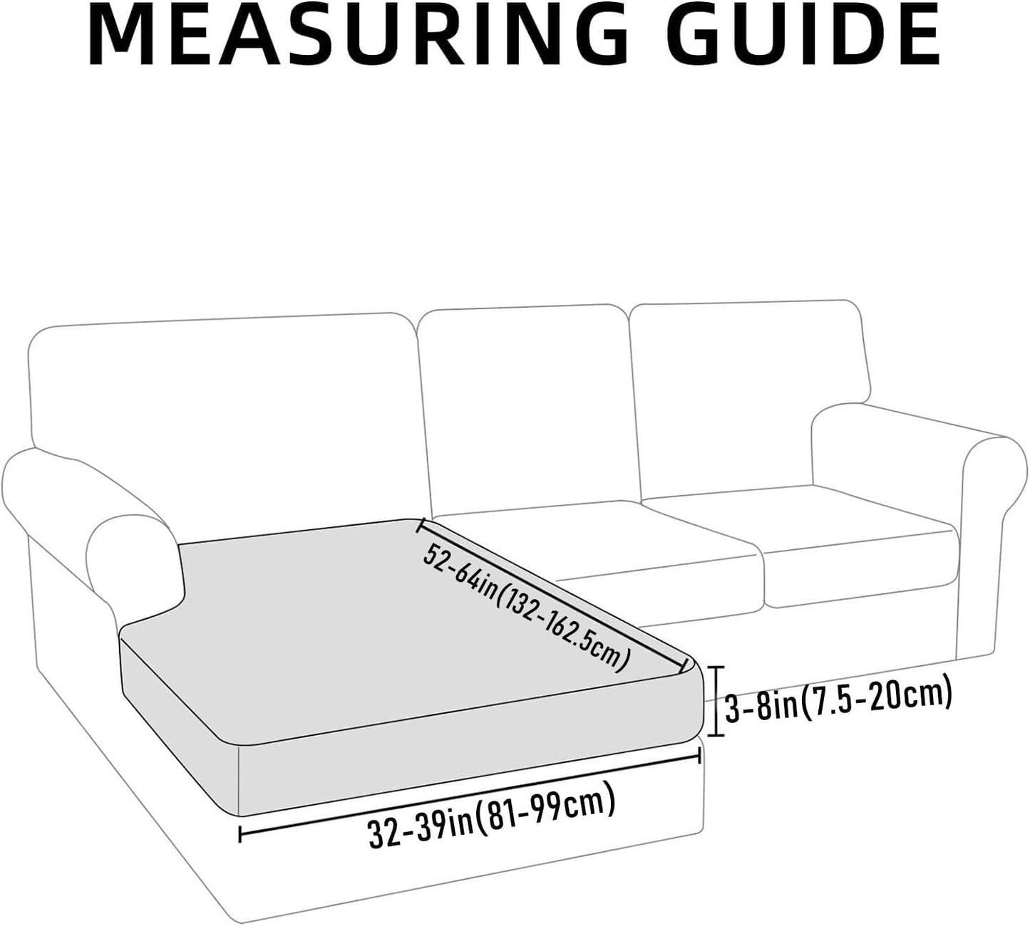 hyha Waterproof Sectional Couch Covers, Non Slip Sofa Couch Cushion Covers L Shape, Thick Stretch Jacquard Fabric, Washable Sofa Slipcovers with Elastic Bottom (1 Piece for Chaise, Blue)