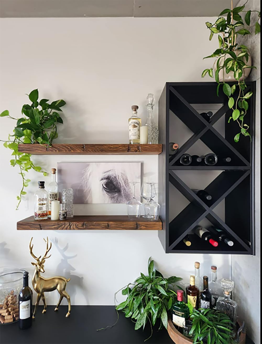 joelsantiques | 24 Inch Floating Shelves for Wall | Made of Natural Wood and Easy Install | Heavy Duty Rustic Book Shelves | Perfect for Bathroom, Kitchen, Living Room | Medium Brown 24x9x2 Inches