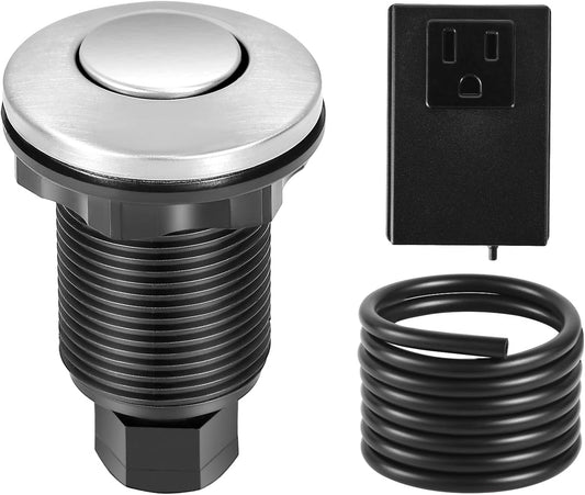 VEVOR Garbage Disposal Air Switch Kit, 2.5" Sink Top Air Switch for Food Waste Disposal, Brushed Silver Stainless Steel ON/OFF Air Button for Waste Disposer - Suitable for Stainless Steel Countertops