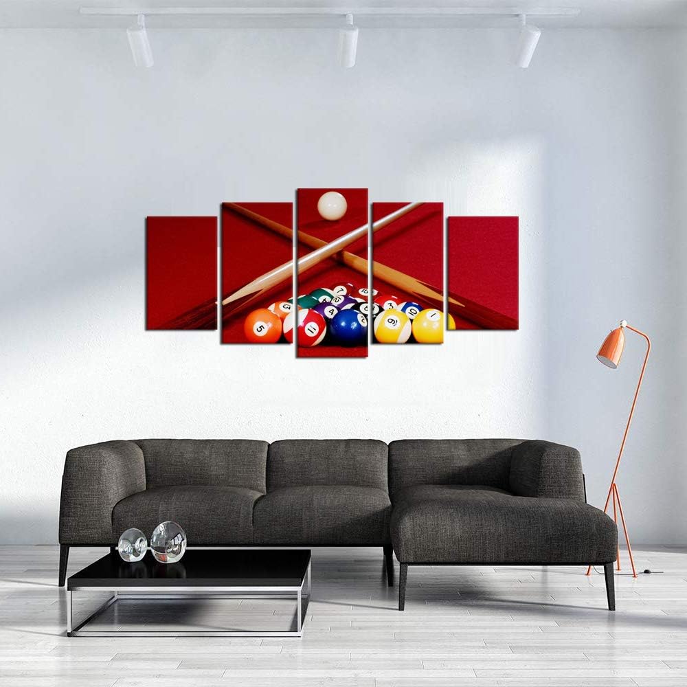 Biuteawal Playing Pool Table Billiard Balls Picture Canvas Wall Art Sport Giclee Prints Snooker Photo Painting for Home Game Room Club Bar Wall Decoration