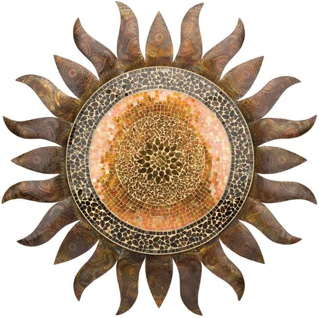 Regal Art & Gift Gold Large Metal Sun Wall Decor - 36 Inch | Indoor Outdoor Rust-Resistant Sunburst Sculpture | Eye-Catching Metal Sun Wall Art Accent for Patio, Garden, Living Room