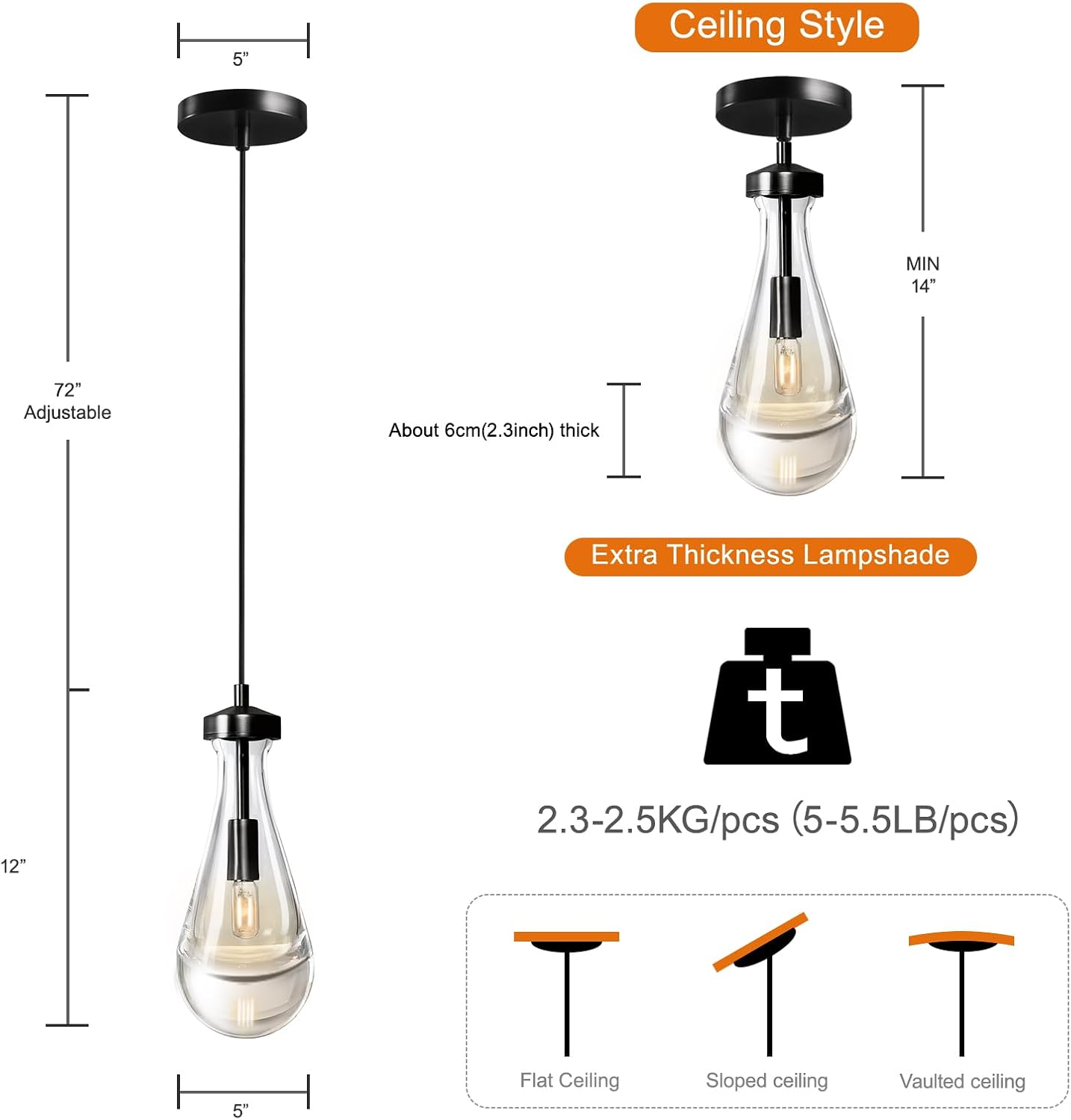 Modern Raindrop Pendant Lights Set of 2, Bronze Pendant Lights Kitchen Island, Black Pendant Light Island Lights for Kitchen Chandeliers for Living Room Bathroom Bedroom Hallway,Bulb Included