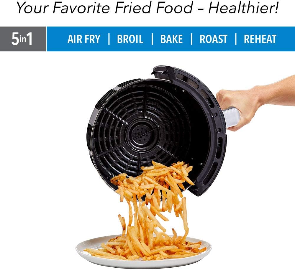 PowerXL Air Fryer 7 QT Maxx Classic, Extra Hot Air Fry, Cook, Crisp, Broil, Roast, Bake, High Gloss Finish, Nonstick, Black