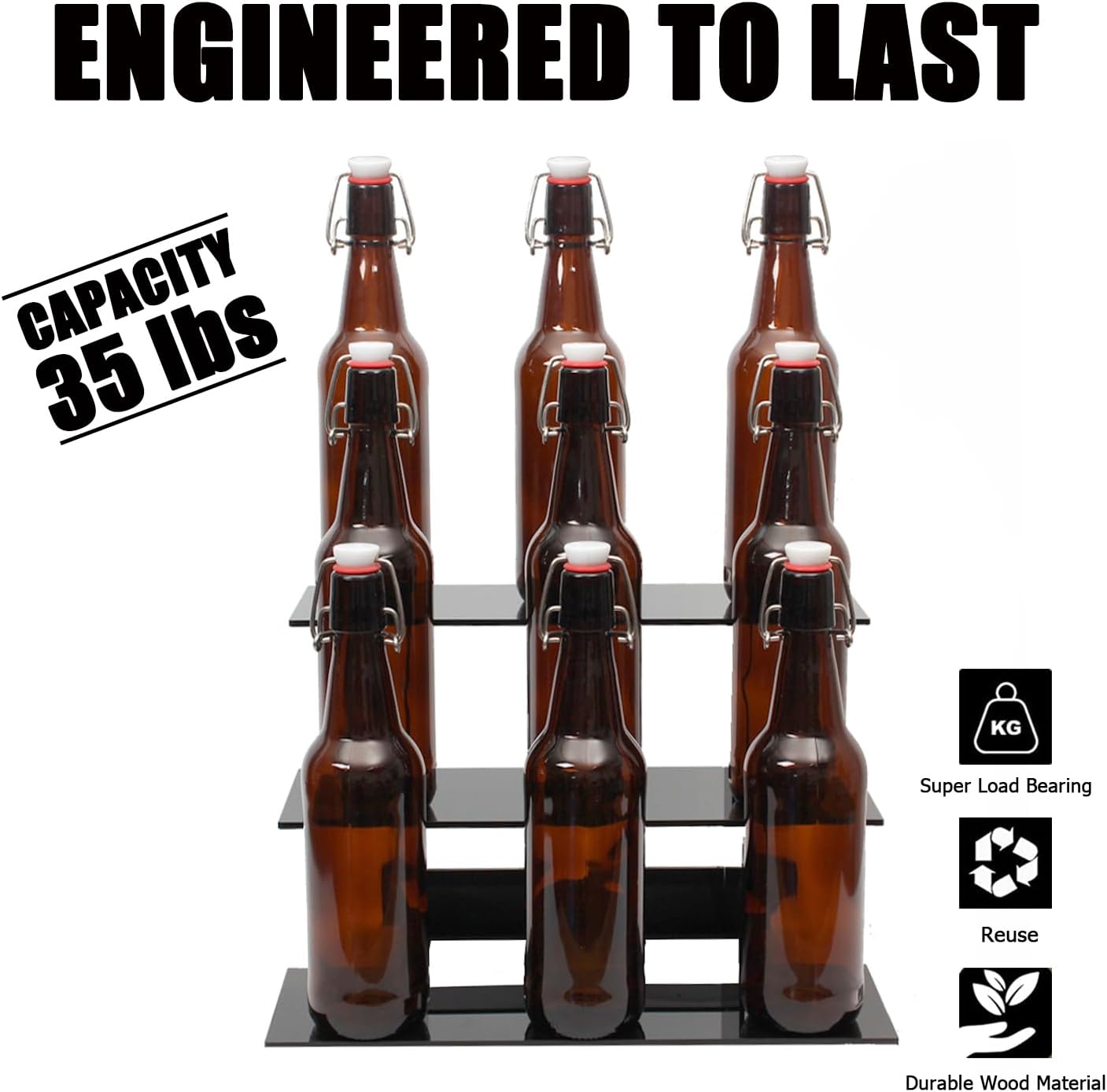 WANLIAN 3-Tier Straight Retail Table Display Stand, Portable Display Rack Shelves for Vendors, Craft Shows, Farmers Market, Pop Up Shop Countertop Black Risers for Display, Soap, Candles, Tumblers