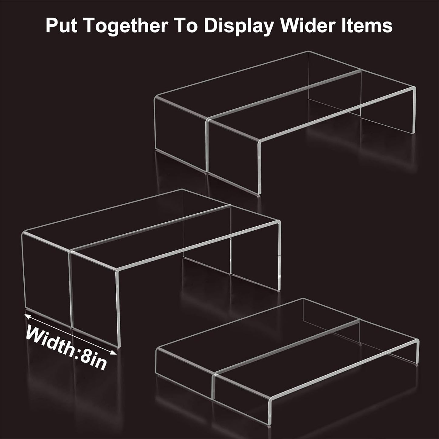 Acrylic Display Risers,12'' Large Display Stands, Thickened to 0.2''(5mm) Stackable Acrylic Shelves for Perfume Display, Clear Risers for Cupcake Stand,Pop Figurines,Tumbler,Food (Clear, 6PCS)