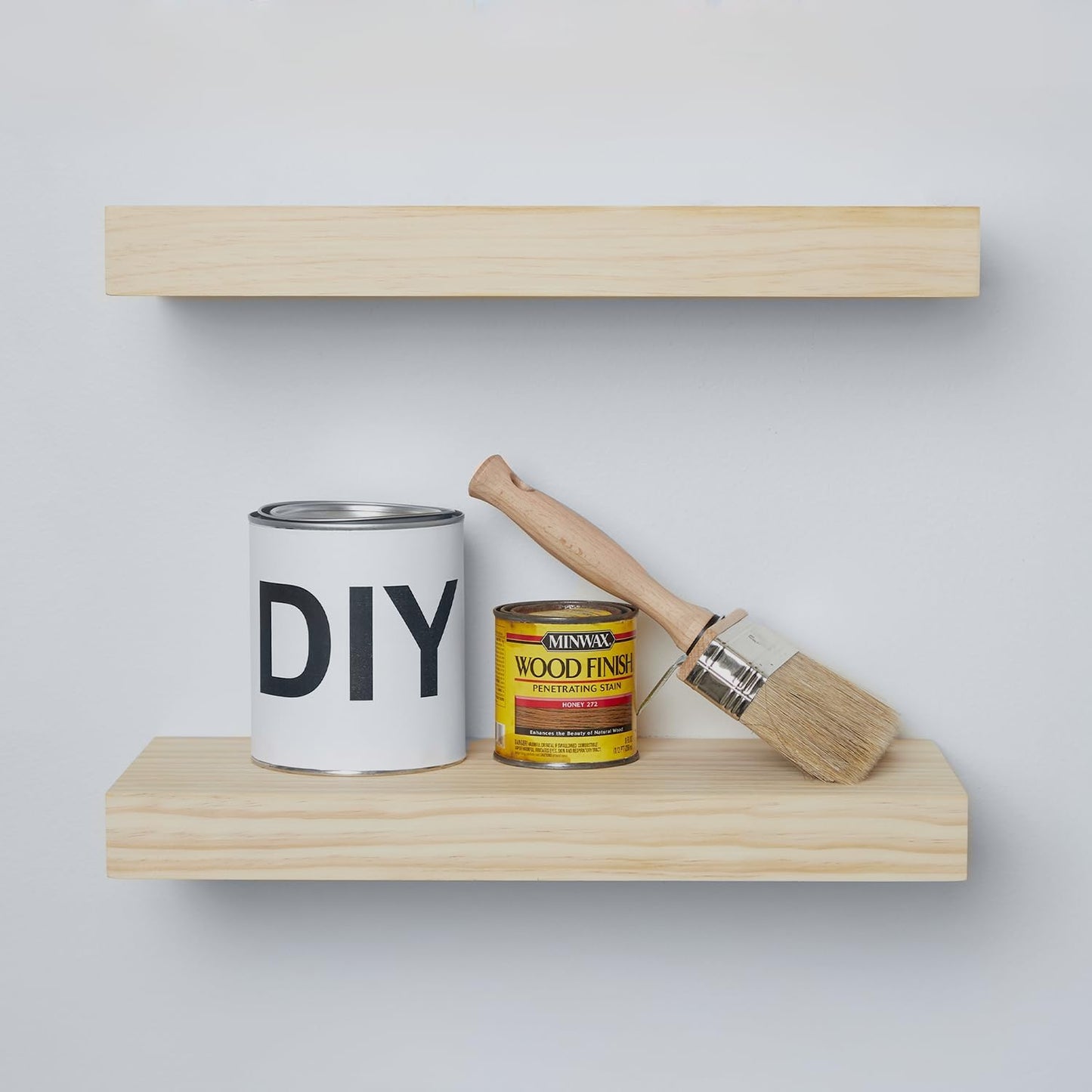 Homeforia 16 inch Natural Floating Shelf, High End Solid Real Wood 16inch Small Floating Shelves for Wall Mounted, Natural Wooden Floating Shelves, Heavy Duty Bracket, 16 X 6.5 X 1.75 in, Set of 4