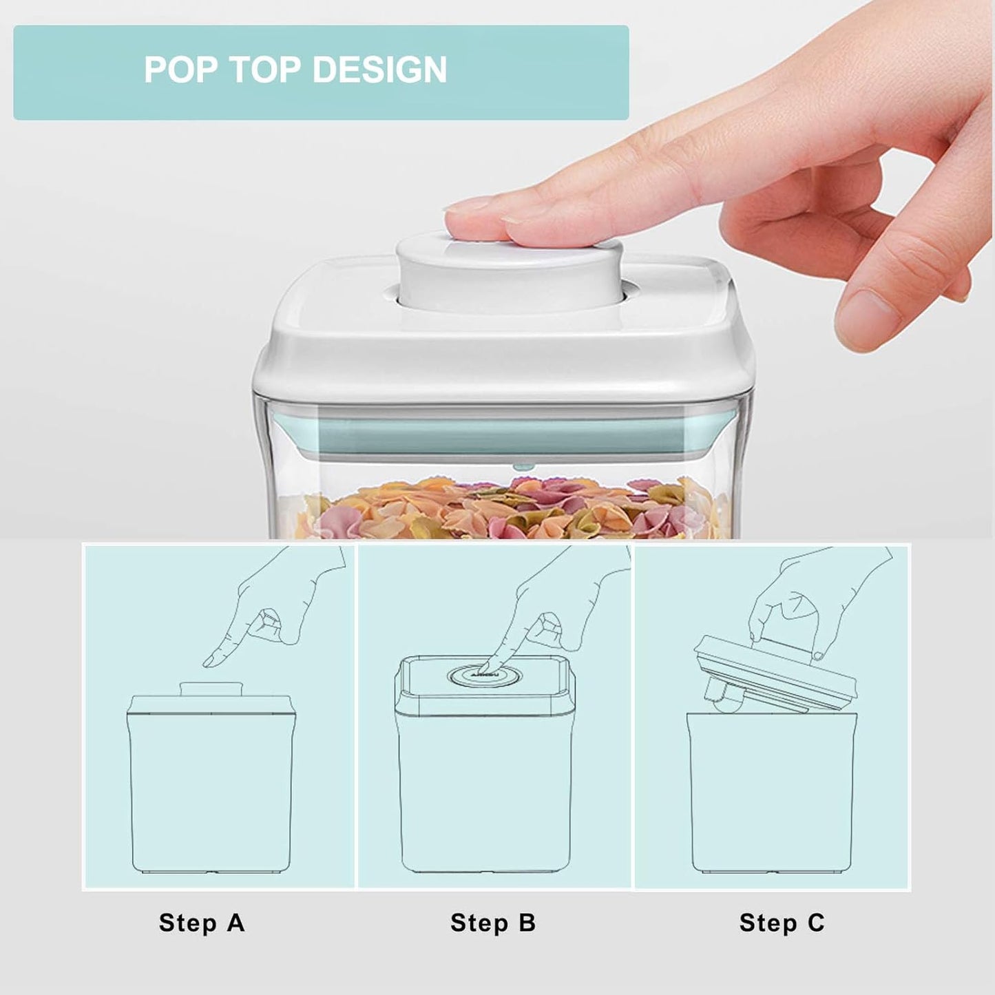 Pop Containers with Lids - Stackable Airtight Food Storage, Kitchen Pantry Storage Containers for Snacks Candy Salt Herbs Spices BPA-Free (3300ML*3)
