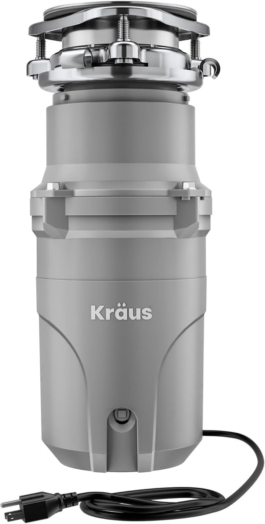 KRAUS® WasteGuard™ High-Speed 1/2 HP Continuous Feed Ultra-Quiet Motor Garbage Disposal with Power Cord and Flange Included and Universal Mount