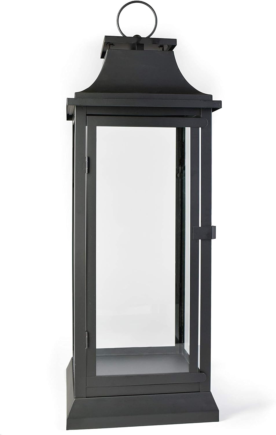 Serene Spaces Living 25" Tall Black Decorative Hurricane Lantern with Clear Glass Panels - Indoor Lantern and Outdoor Lantern for Porch, Events, Parties, & Table Top Decor - Extra Large Lantern