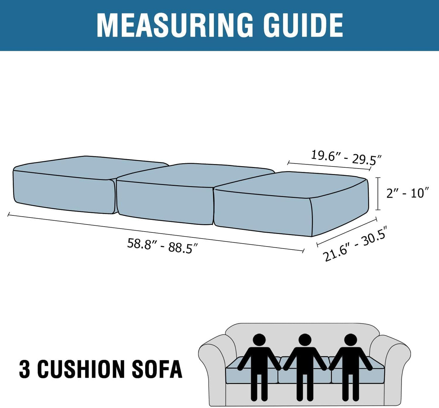 H.VERSAILTEX Velvet Stretch Couch Cushion Cover Plush Cushion Slipcover for Chair Loveseat Sofa Cushion Furniture Protector Seat Cushion Sofa Cover (3 Piece Sofa Cushion Covers, Grey Striped)