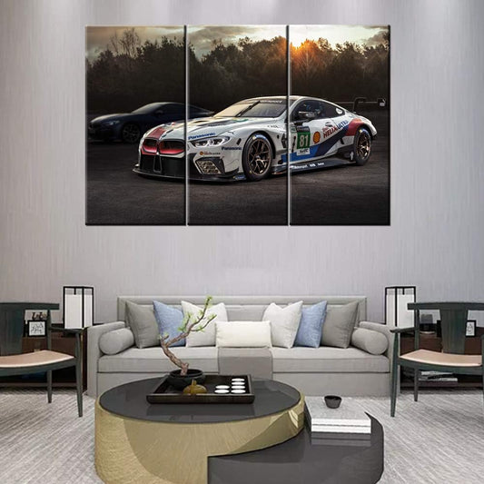 Wall Posters for Living Room Vintage Skyline Supercar Pictures Racing Car Concept Painting Canvas Modern Artwork Home Decor for Living Room Giclee Frame Stretched Ready to Hang 40 x 20inch x 3 panels