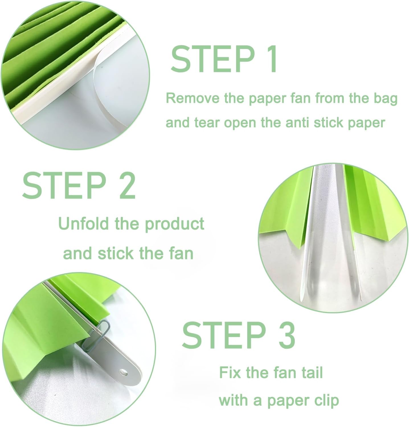 BARTHEW Green Hanging Paper Fans, 8in, 30 Pack, DIY Set, Minimalist Modern Style, Green, Military Theme, Birthday Occasion