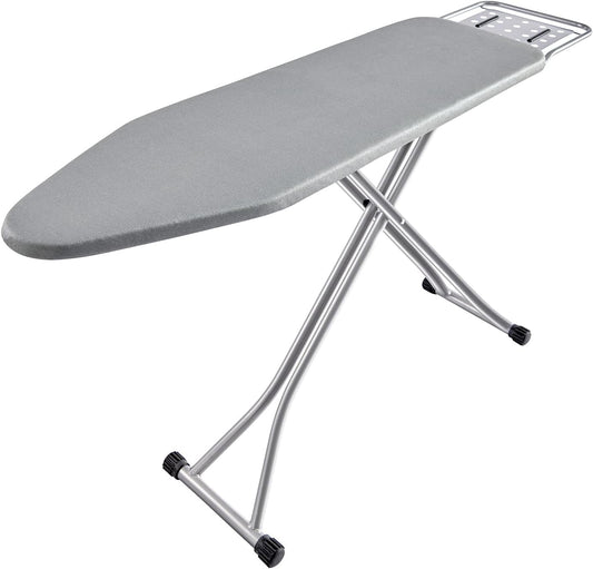 Ironing Board, Heat Resistant Cover Iron Board with Steam Rest, Non-Slip Foldable Ironing Stand. Heavy Sturdy Metal Frame Legs Iron Stand(13 * 34 * 53 Inches) (Silver Gray)