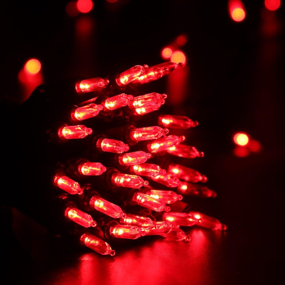 Brizled Red Christmas Lights, 33ft 100 LED Connectable Christmas String Light, 120V UL Certified LED Light String for Indoor & Outdoor, Xmas Tree, Garden, Party and Holiday Decoration