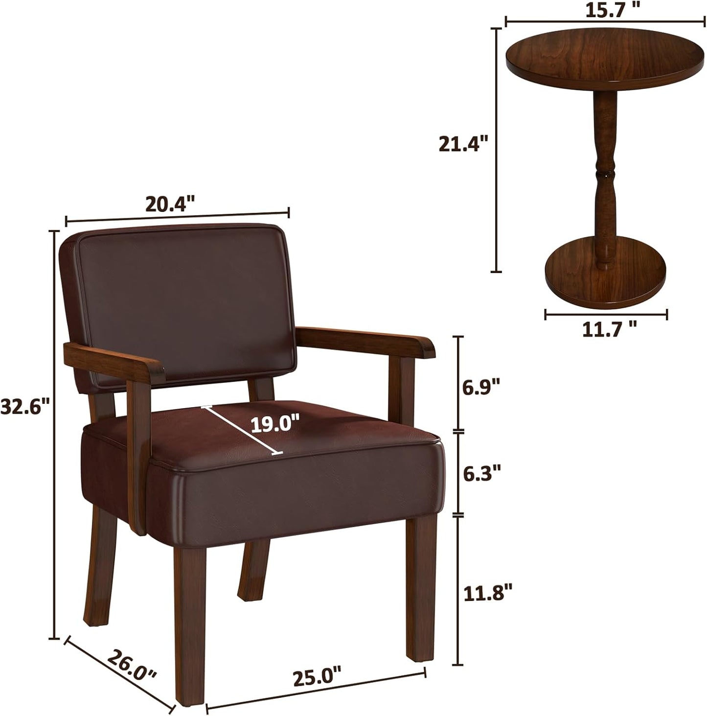 Accent Chair, PU Leather Living Room Chairs Oversize with Soft Seat and Armrests for Living Room Dinning Room Bedroom Reading Room Waiting Room