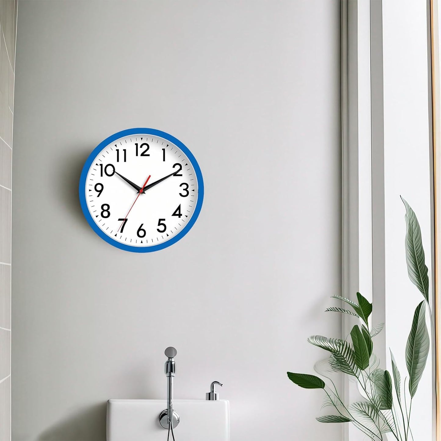 Wall Clock Small Analog 8 Inch Silent Non Ticking Battery Operated Modern Simple Decorative for Kitchen Office Bedroom Bathroom Living Room(Blue)