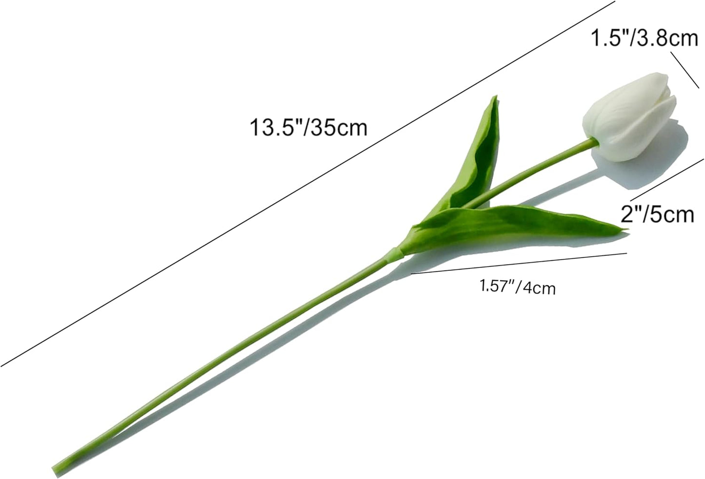 Mandy's Artificial Tulips 20 Stems White with 3pcs White Baby's Breath PU Faux Flowers for Wedding Home Decor 13.5 Inch