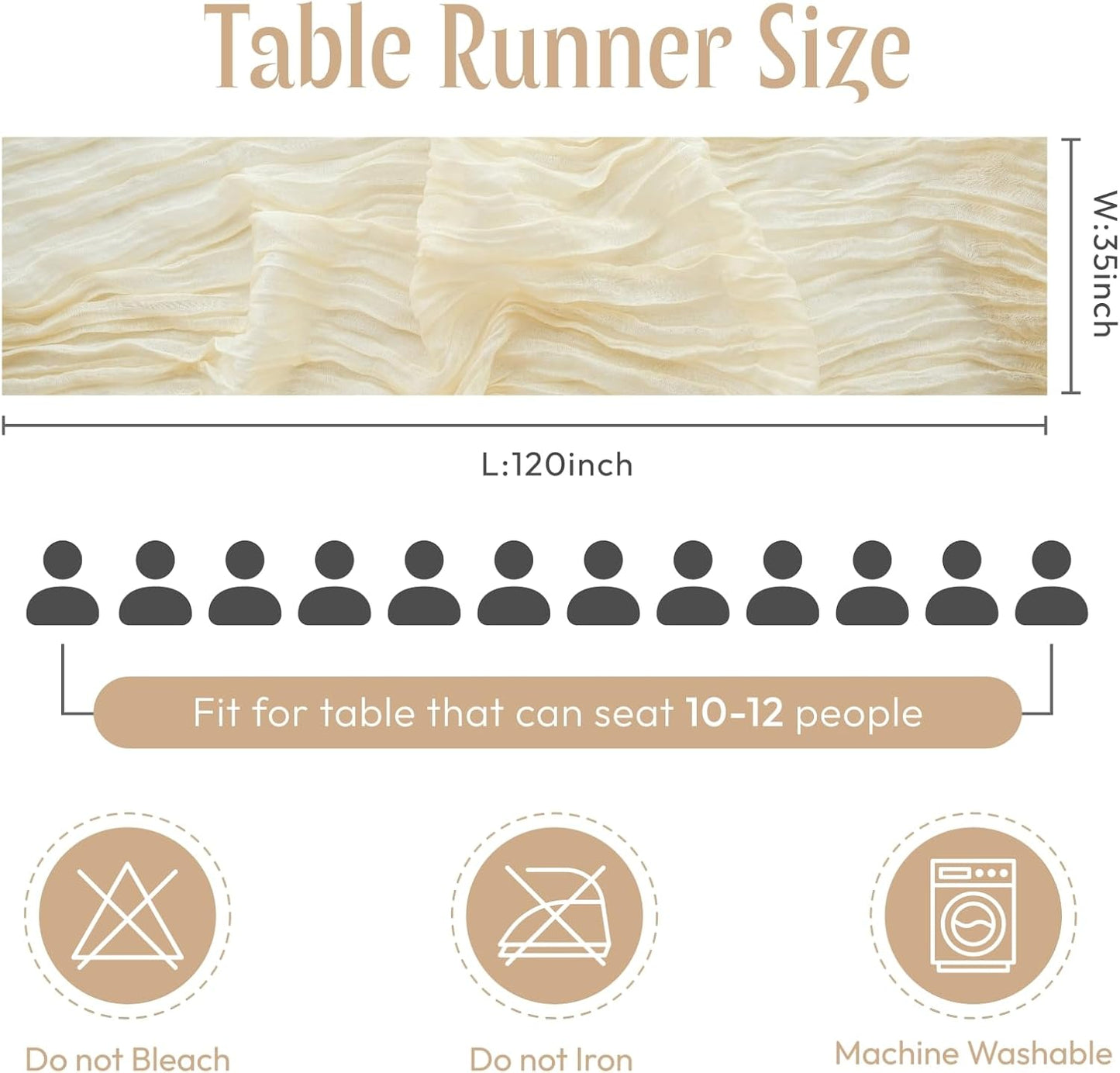 Sioloc 1 Pack Beige Cheesecloth Table Runner Fall Autumn Decor for Home 10ft Table Cloth for Tea Wedding Birthday Party Baby Bridal Shower Halloween Thanksgiving