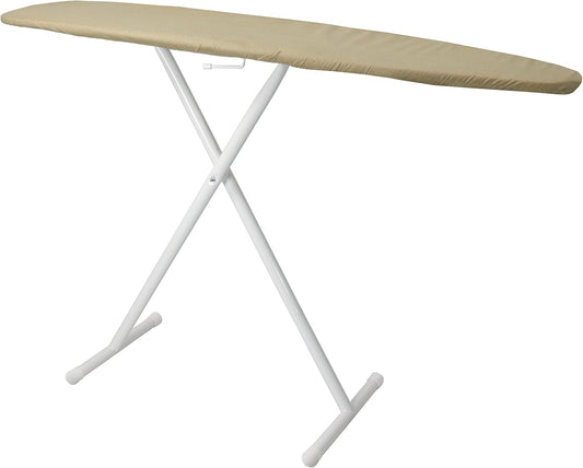 54" Full-Size Adjustable Ironing Board w/Thick Pad Cover, Leg Locking System, Foldable and Collapsible, Heavy-Duty Alloy Steel Construction, Space Saving Design - Khaki