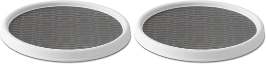 Copco Basics Non-Skid Pantry Cabinet Lazy Susan Turntable, 12-Inch, White/Gray (Pack of 2)