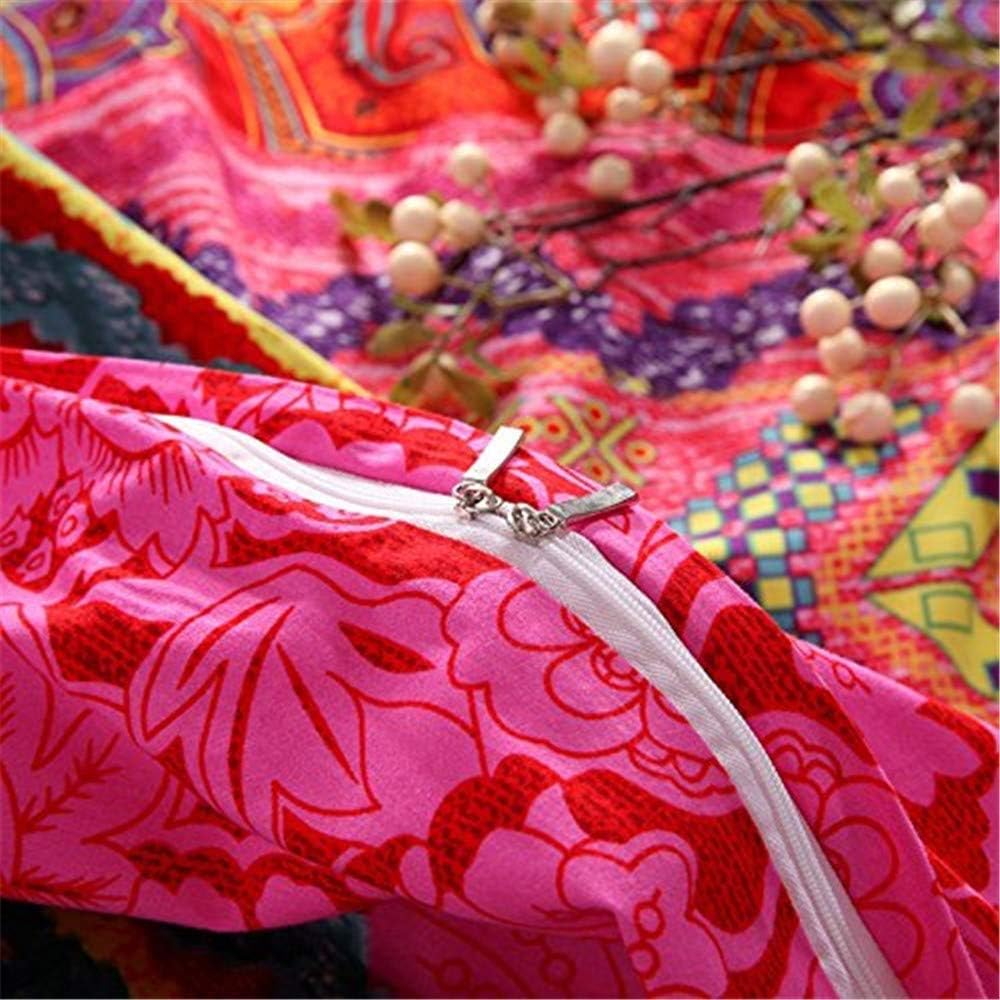 ABREEZE 3Pcs Bohemia Retro Bedding Ethnic Vintage Floral Duvet Cover Boho Bedding 100% Brushed Cotton Bedding Sets Damask Paisley Coloful Mandala Down Comforter Cover,Queen