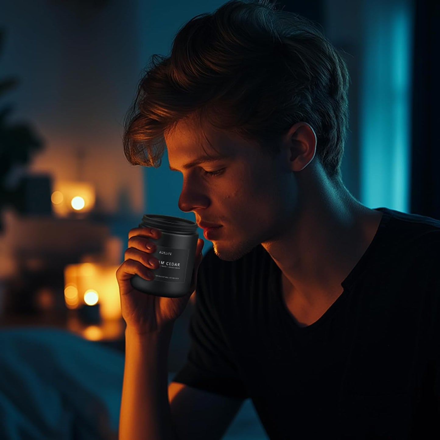 Rum & Oak Candle | Candles for Men, Gifts for Men - Masculine Scent - Soy Candles for Home Scented - Scented Candle for Home, Aromatherapy Candle for Bedroom - 7oz Black Jar