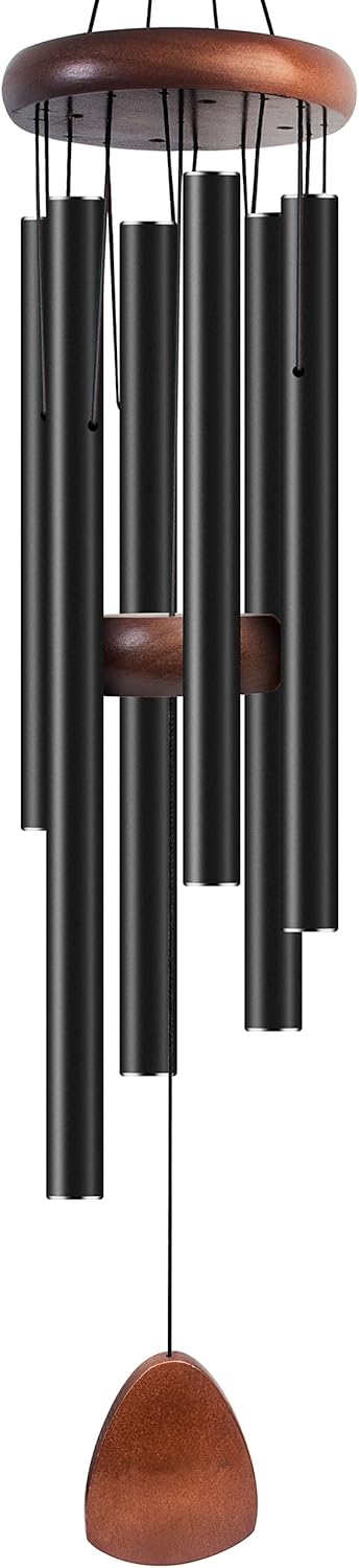 Large Aluminium Wind Chimes 37" Inches to Create a Zen Atmosphere Suitable for Outdoor, Garden, Patio Decoration. Classic Black Wind Chimes with Wind Catcher Suitable as A Gift for Unisex