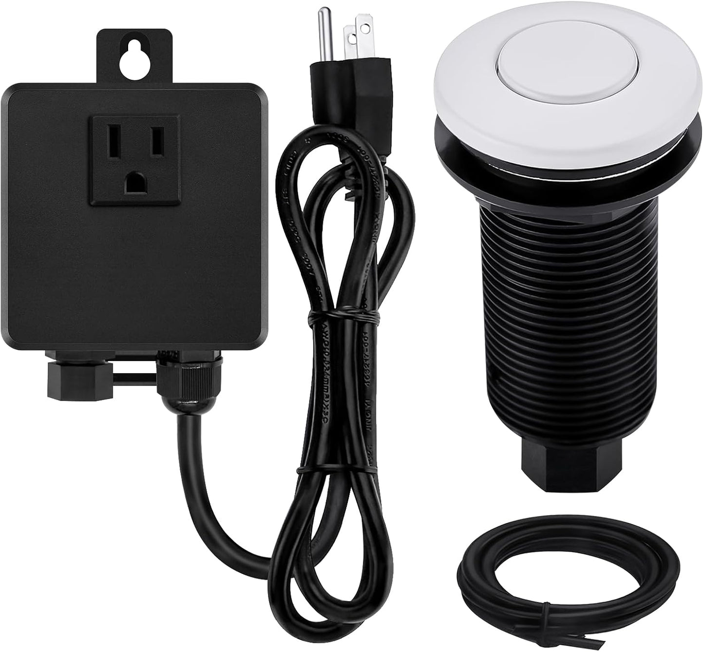 Garbage Disposal SinkTop Air Switch Kit,White with Long Button,Brass Made Cover,White