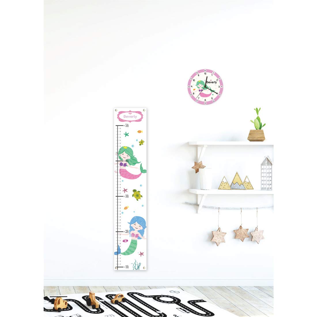 Sungwon Personalized Kids Canvas Growth Chart, Mermaid