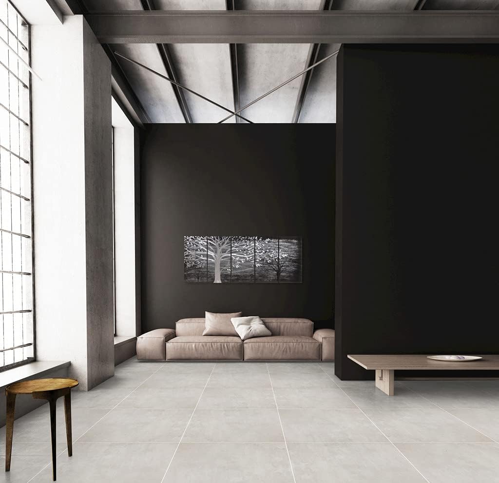 Yihui Arts Metal Tree Wall Decor Hand Grind On Aluminum Modern Abstract Nature Wall Art Contemporary Landscape Pictures for Living Room Bedroom Dinning