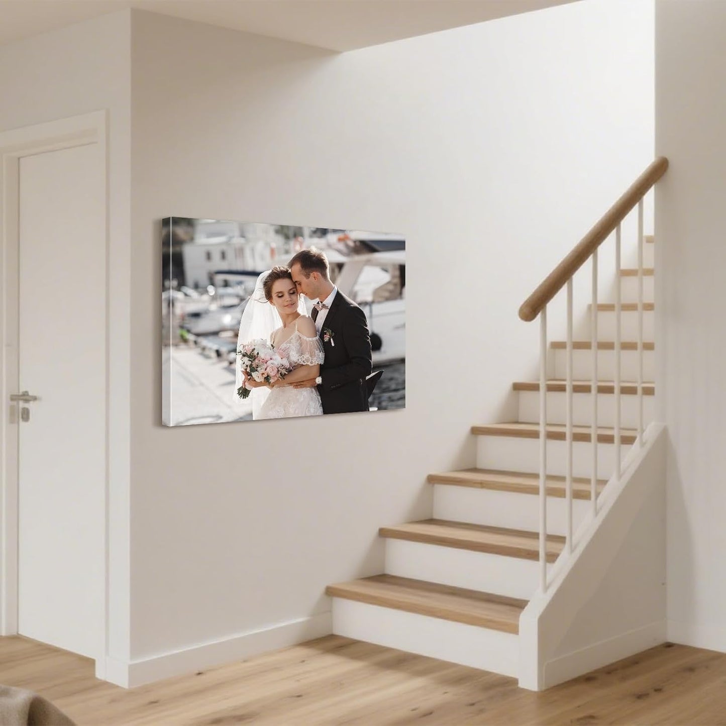 Personalized Custom Canvas Prints with Your Photos & Text, Customized Picture Print, Transform Own Images Into Framed Wall Art Digitally Printed Photo to Canvas, Keepsakes Gifts for Family 20x16’’