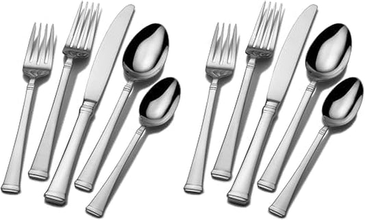 Mikasa, Harmony Flatware Service for 12, 65 Piece Set, 18/10 Stainless Steel, Silverware Set with Serving Utensils (Pack of 2)