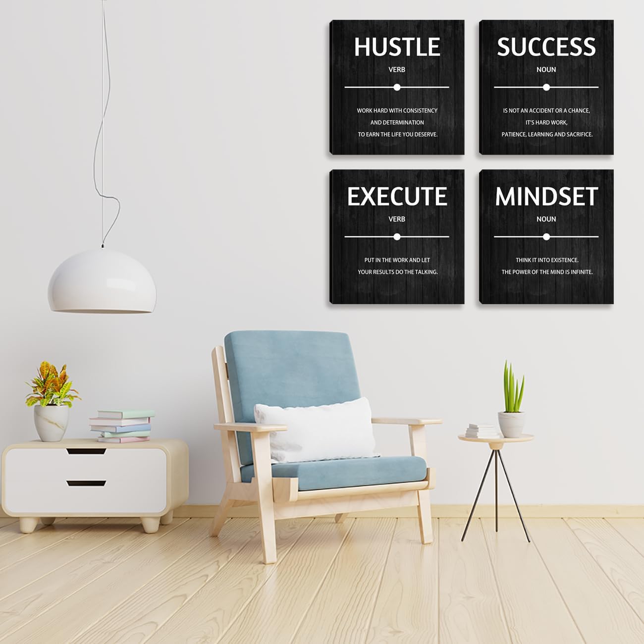 Inspirational office wall art Decor Motivational Office Quotes for Living Room Bedroom Canvas Posters Painting 4 Pieces Wall Art Framed Modern Quotes Artwork Wall Decoration Office Decor 16”X16”X4