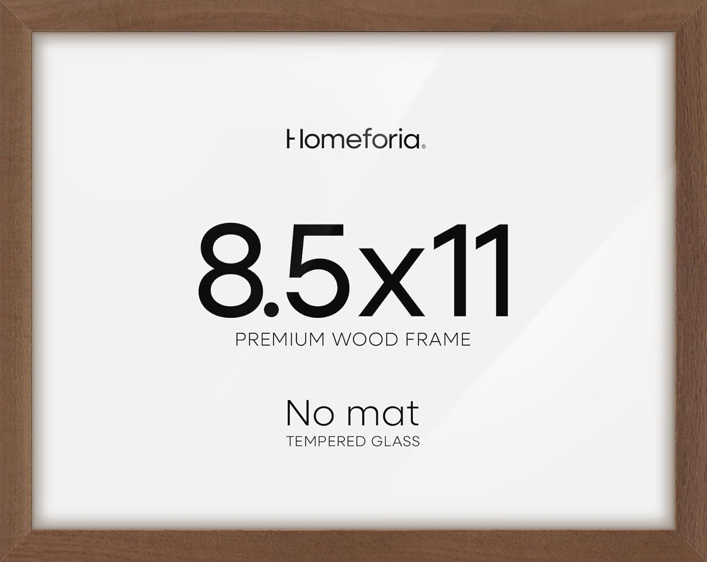 Homeforia Diploma Frame 8.5 x 11 Brown Wood, High End Dark Oak 8.5x11 Certificate Frames, 11x8.5 Document Frames for Wall or Tabletop, 8.5 by 11 Walnut Wooden Frame, Tempered Glass, Wall Kit, Set of 1