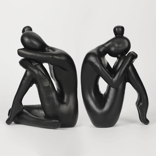 Unique Cast Iron Girl Thinker Bookends, Heavy-Duty Decorative Book Stoppers for Shelves, Creative Home and Office Desk Ornaments, 1 Pair/2 Pieces, 5.9"