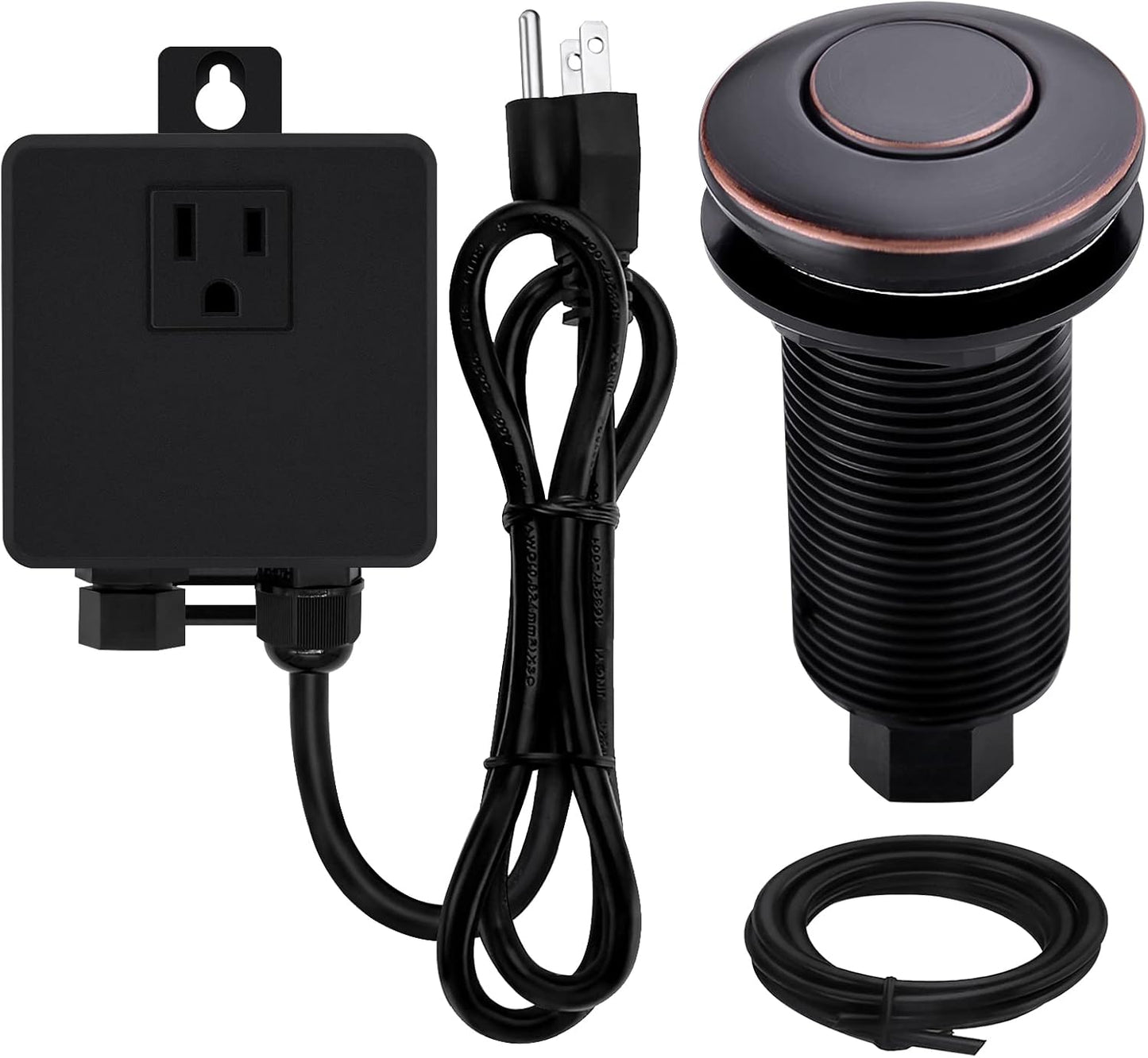 Garbage Disposal SinkTop Air Switch Kit with Long Button,Brass Made Cover,Oil Rubbed Bronze