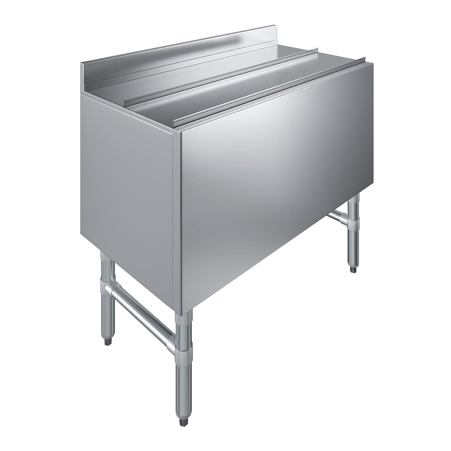 AmGood 18.5 in. x 36 in. Underbar Ice Bin with Sliding Lid | NSF | Stainless Steel Ice Chest with Sliding Lid