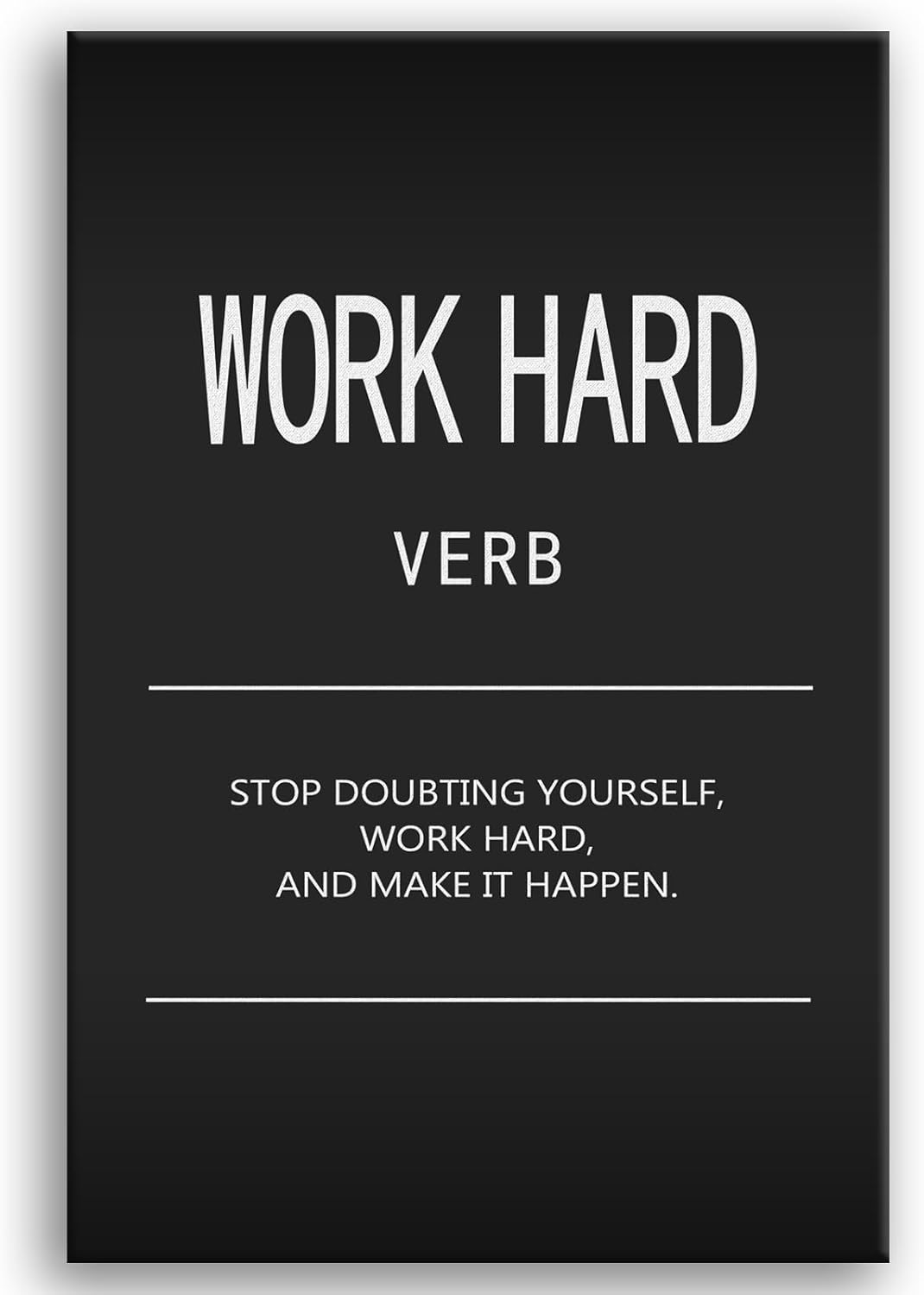 Inspirational Wall Art Motivational Entrepreneur Quotes Posters Work Hard Verb Canvas Painting Inspirational Pictures Prints Artwork Modern Home Decor for Living Room Gym Office Framed[12" W X 18" H]