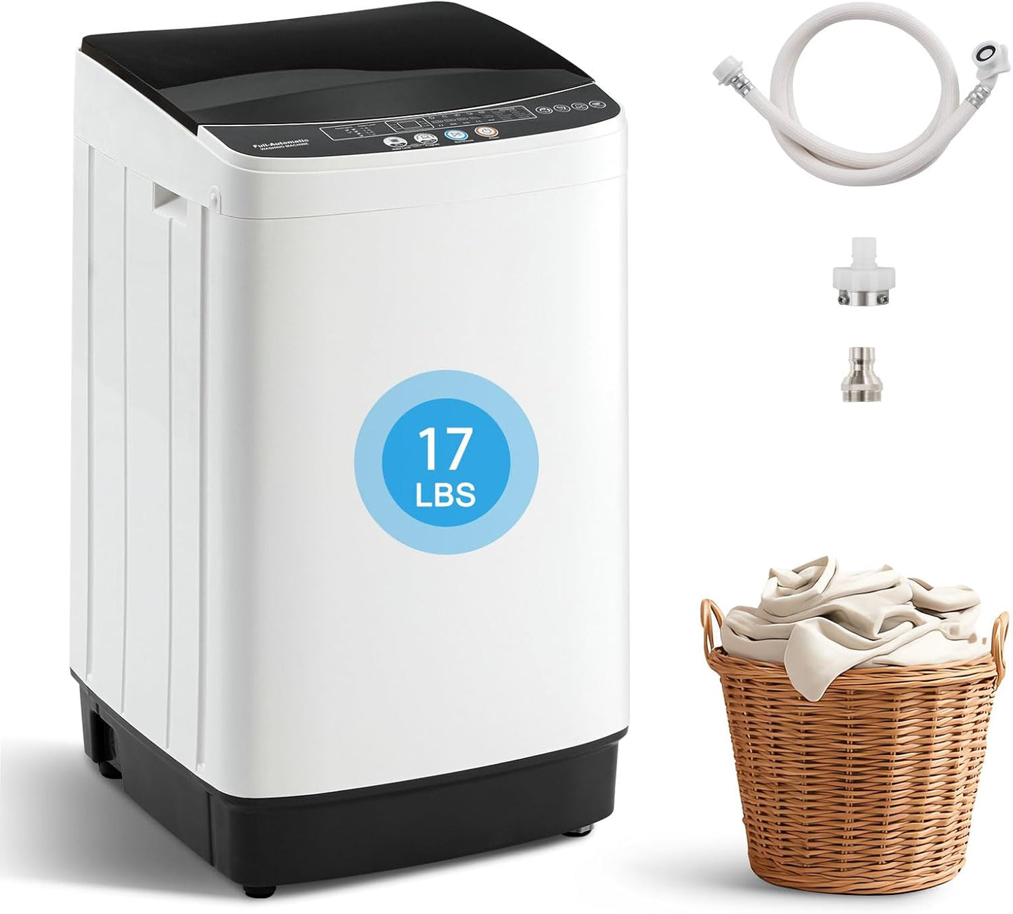 17Lbs Portable Washing Machine with10 Washing Programs, 2.2 Cu. Ft. Full Automatic Washer and Spinner Combo, Compact Laundry Washer Spinner for Apartment RV Dorm (2.2Cu. Ft)