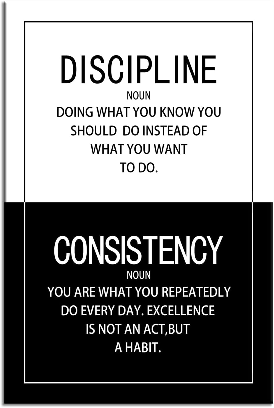 Discipline Consistency Noun Inspirational Wall Art for Office Motivational Posters Picture Prints Canvas Modern Home Decor Painting Artwork for Stretched and Framed Ready to Hang [24''W x 36''H]
