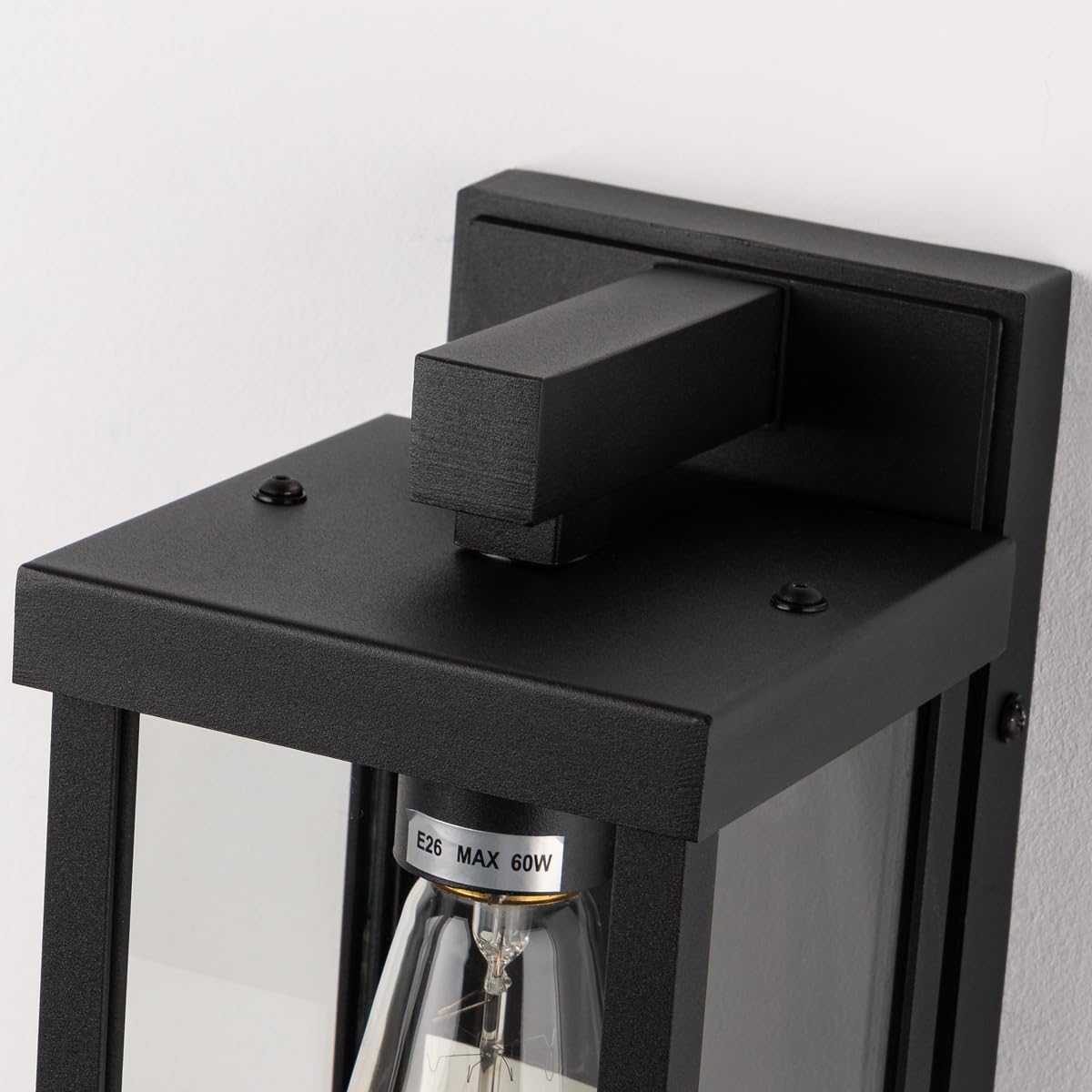 mirrea 11" Classic Outdoor Wall Sconce 1 Light in Matte Black Rectangular Metal Frame and Clear Glass Shade Waterproof Porch Light Patio Light Pack of 2