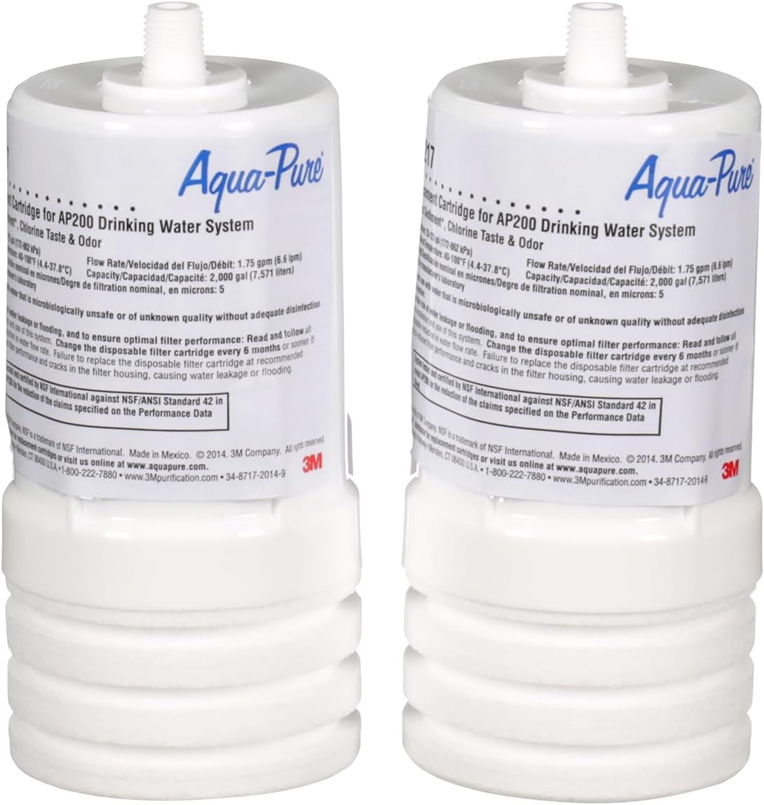 3M Aqua-Pure Under Sink Replacement Water Filter Cartridge AP217, for use in AP200 System (2-pack)