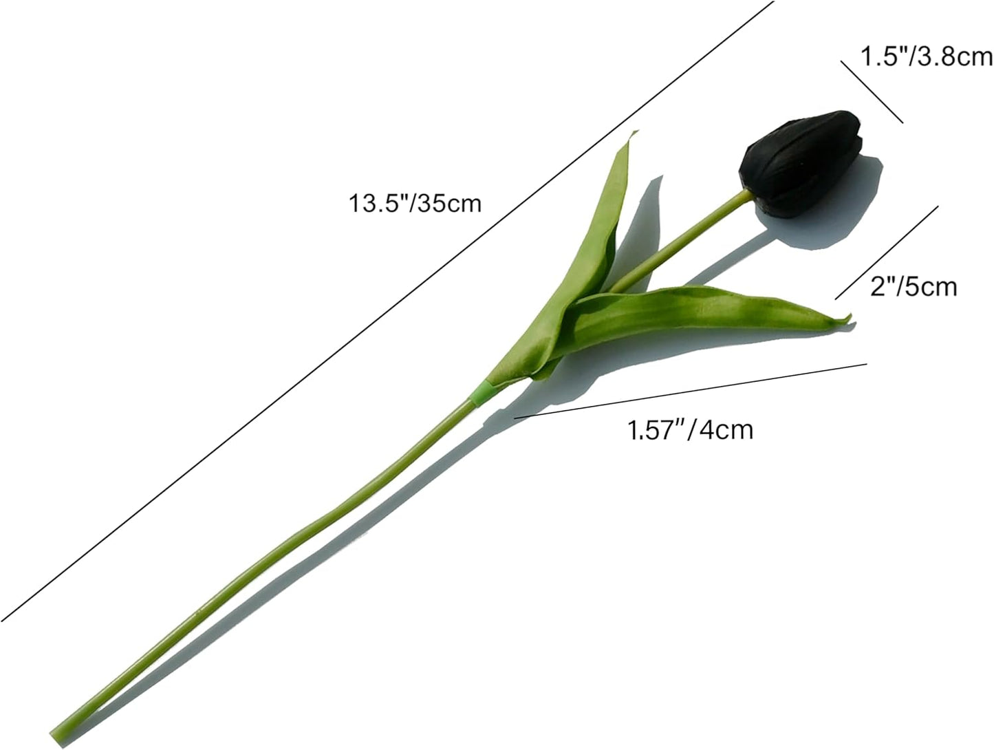 Mandy's Artificial Tulips 20 Stems Black PU Faux Flowers for Wedding Home Decor 13.5 Inch