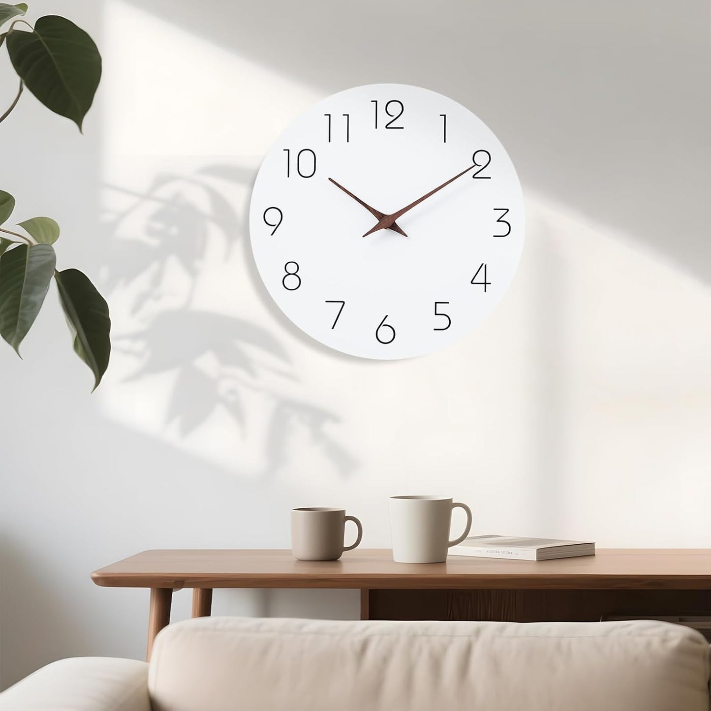Mosewa Large Wall Clock Battery Operated 16 Inch White Silent Non Ticking Simple Minimalist Clock Decorative for Kitchen Home Bedroom Living Room Office