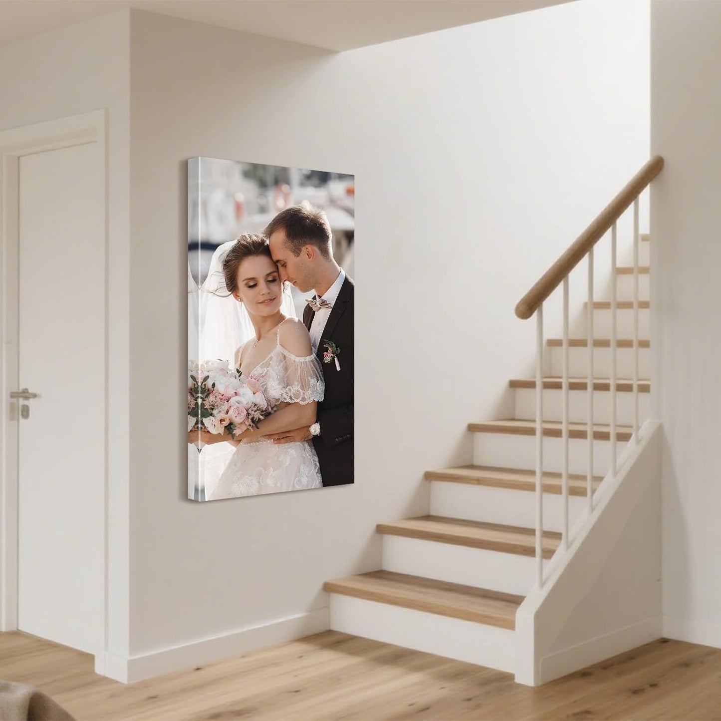 Personalized Custom Canvas Prints with Your Photos & Text, Customized Picture Print, Transform Own Images Into Framed Wall Art Digitally Printed Photo to Canvas, Keepsakes Gifts for Family 20x40’’