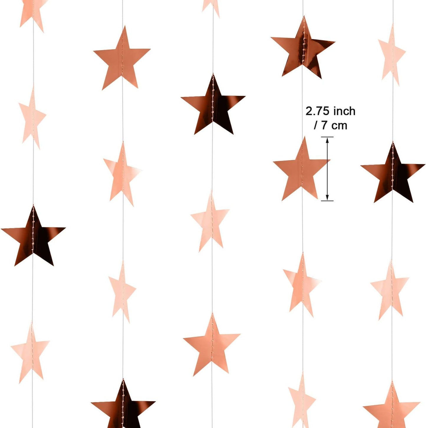 Patelai Glitter Star Garland Banner Decor 130 Feet Star Hanging Bunting Banner Twinkle Backdrop for Homecoming Classroom Wedding Birthday Halloween Christmas Party Supplies(Rose Gold)