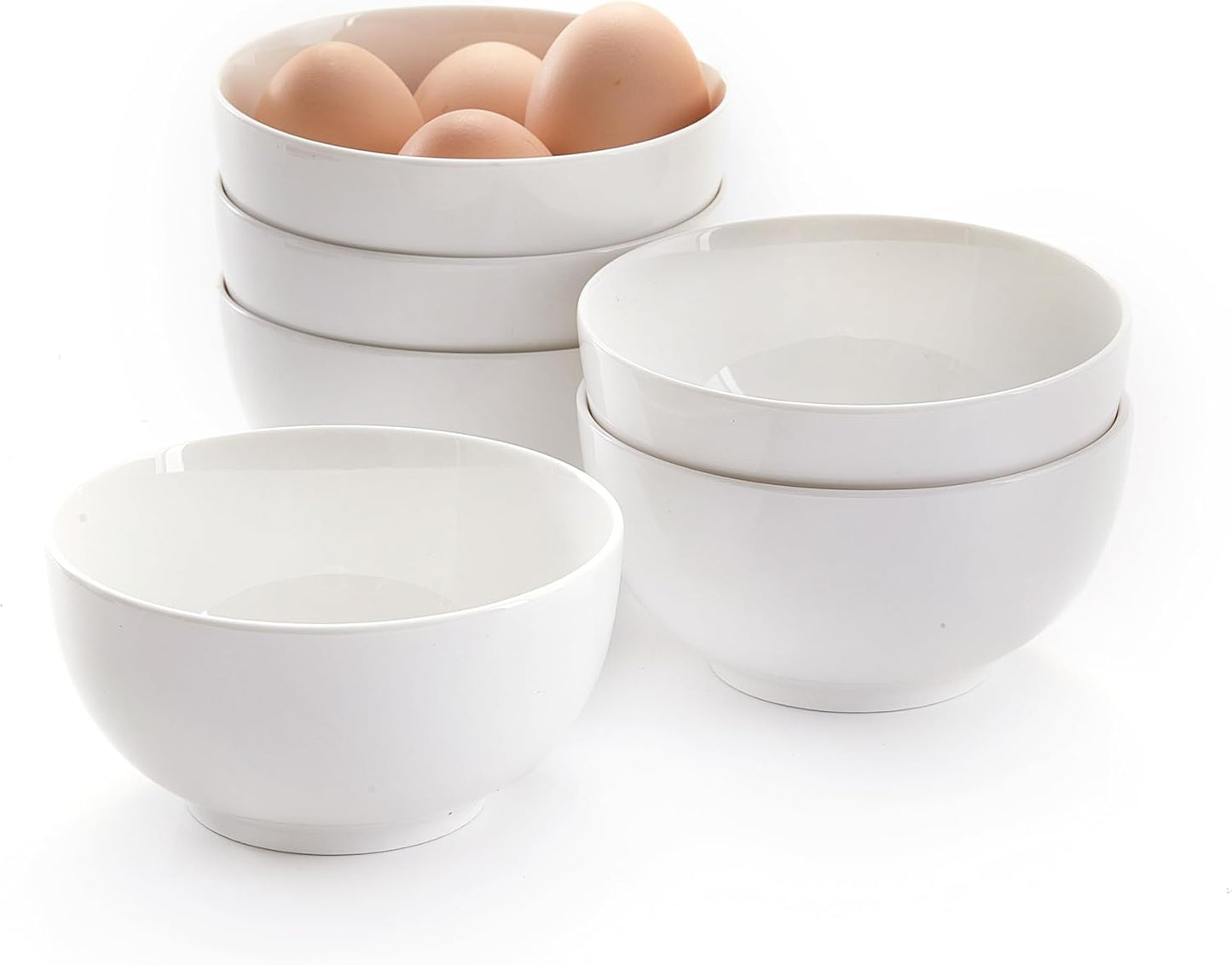 5 Inch Ceramic Cereal Bowls, 16 Ounces Small Bowls Set of 6,White Dipping Bowls for Kitchen,Dessert, Fruits, Snack,Microwave and Dishwasher Safe